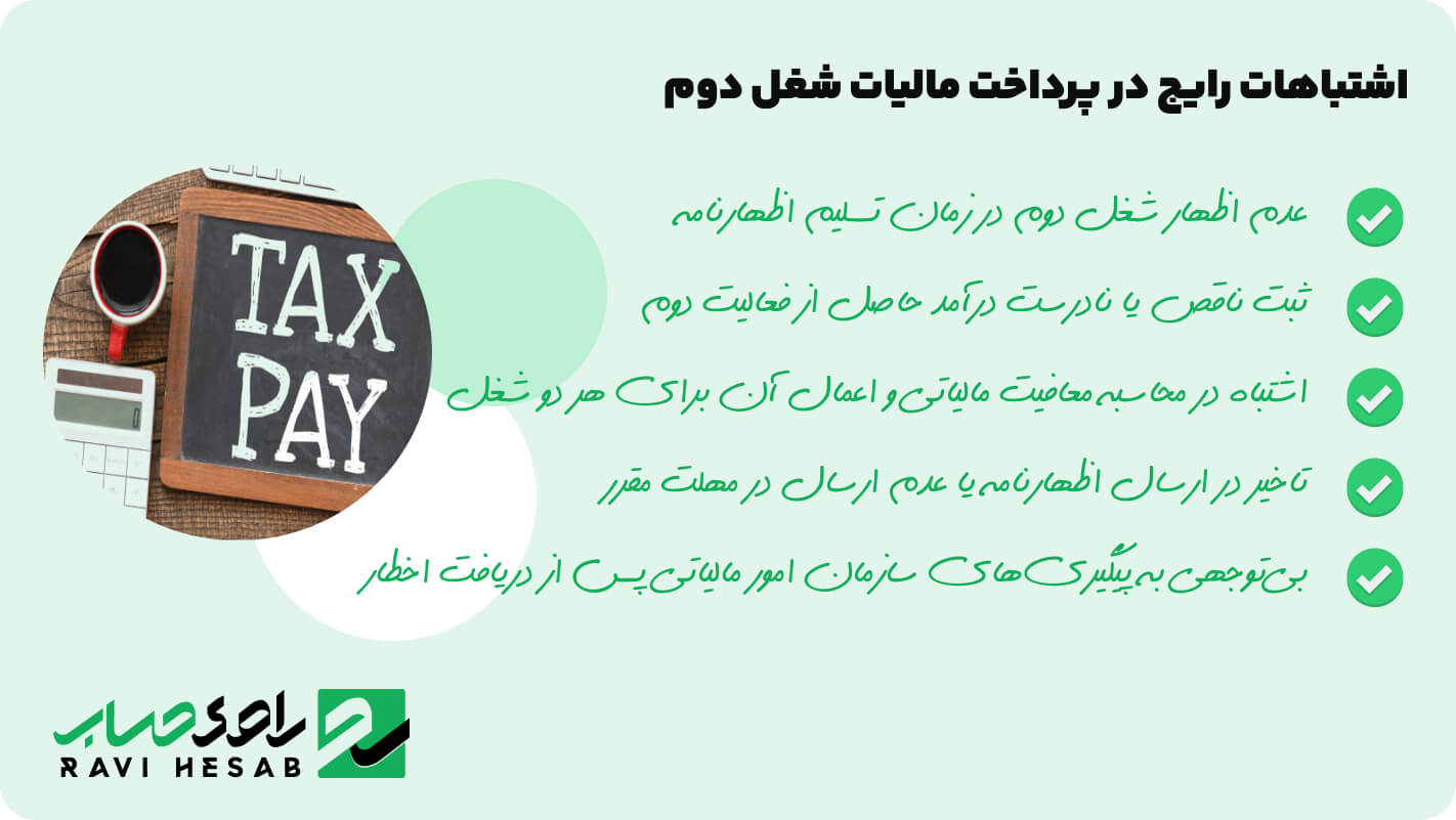 اشتباهات رایج در پرداخت مالیات شغل دوم